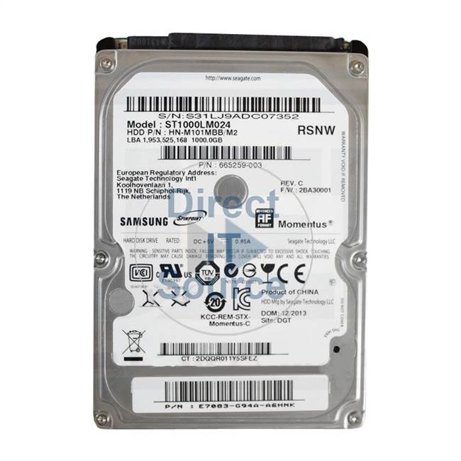 HP 665259-003 - 1TB 5.4K SATA 2.5Inch Cache Hard Drive