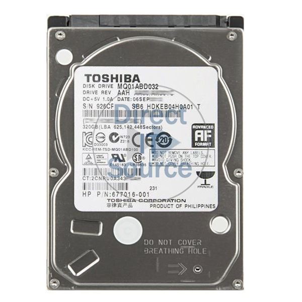 HP 677016-001 - 320GB 5.4K SATA 2.5" Hard Drive