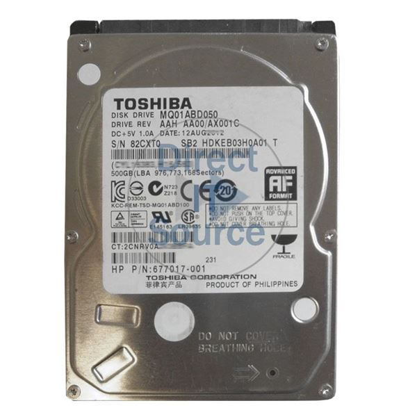 HP 677017-001 - 500GB 5.4K SATA 2.5" Hard Drive