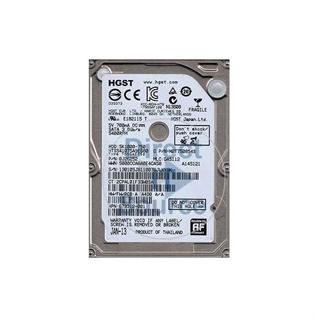 HP 678312-001 - 750GB 5.4K SATA 2.5" Hard Drive
