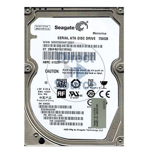 HP 686218-001 - 750GB 7.2K SATA 2.5" Hard Drive