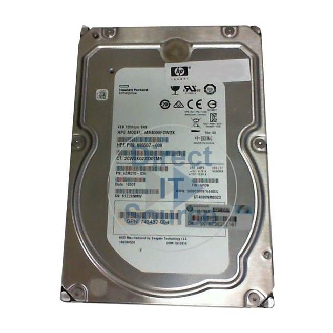 HP 695507-008 - 4TB 7.2K SAS 3.5" Hard Drive