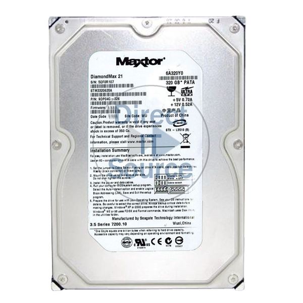 Maxtor 6A320Y0 - 320GB 7.2K PATA 3.5" 16MB Cache Hard Drive