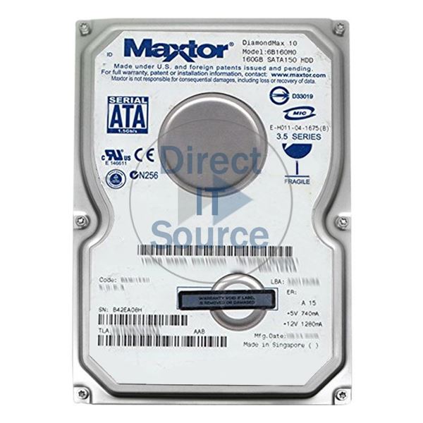 Maxtor 6B160M0 - 160GB 7.2K SATA 1.5Gbps 3.5" 8MB Cache Hard Drive