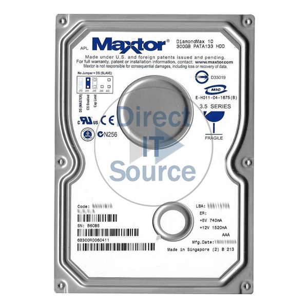 Maxtor 6B300R0-060411 - 300GB 7.2K PATA/133 3.5" 16MB Cache Hard Drive