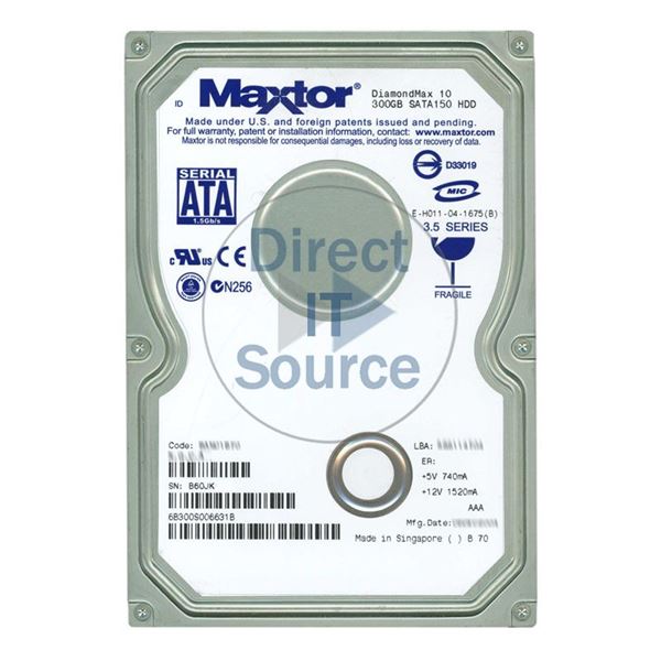 Maxtor 6B300S0-06631B - 300GB 7.2K SATA 1.5Gbps 3.5" 16MB Cache Hard Drive