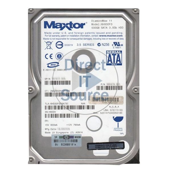 Maxtor 6H500F0-08A73C - 500GB 7.2K SATA 3.0Gbps 3.5" 16MB Cache Hard Drive