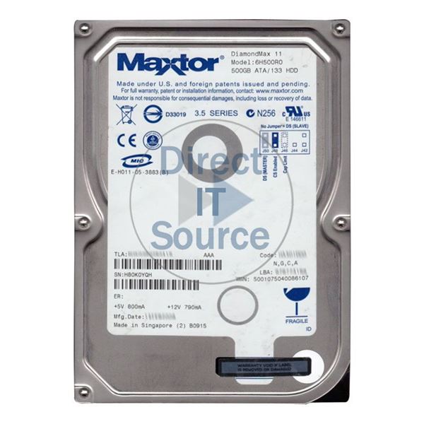 Maxtor 6H500R0 - 500GB 7.2K ATA/133 3.5" 16MB Cache Hard Drive