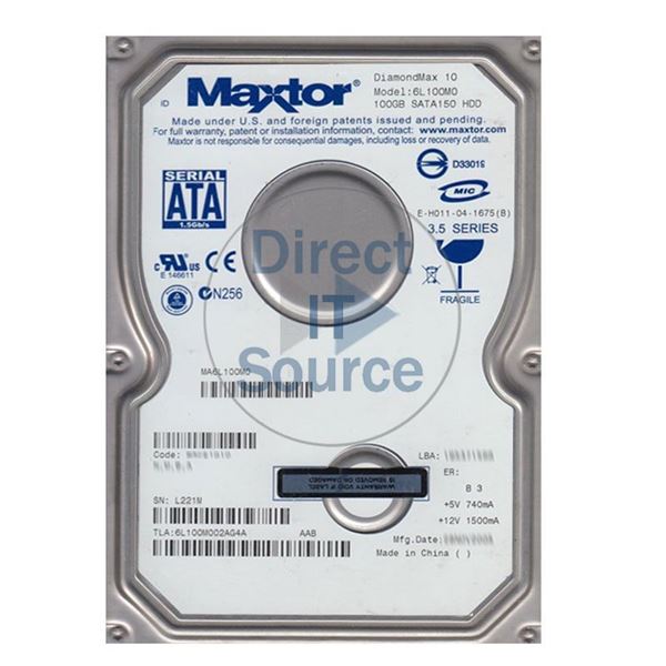 Maxtor 6L100M0-02AG4A - 100GB 7.2K SATA 1.5Gbps 3.5" 8MB Cache Hard Drive