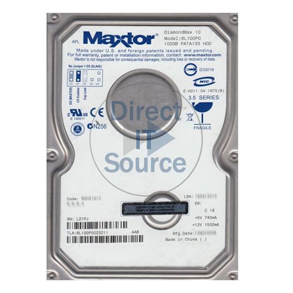 Maxtor 6L100P0-023211 - 100GB 7.2K PATA/133 3.5" 8MB Cache Hard Drive