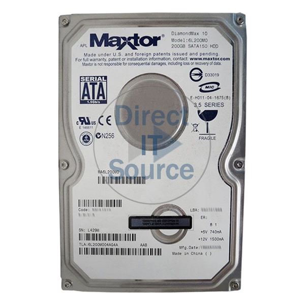 Maxtor 6L200M0-04AG4A - 200GB 7.2K SATA 1.5Gbps 3.5" 8MB Cache Hard Drive