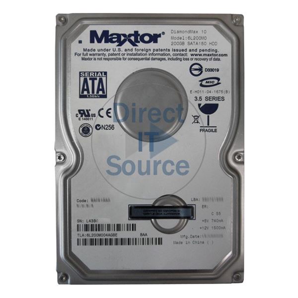 Maxtor 6L200M0-04AGBE - 200GB 7.2K SATA 1.5Gbps 3.5" 8MB Cache Hard Drive