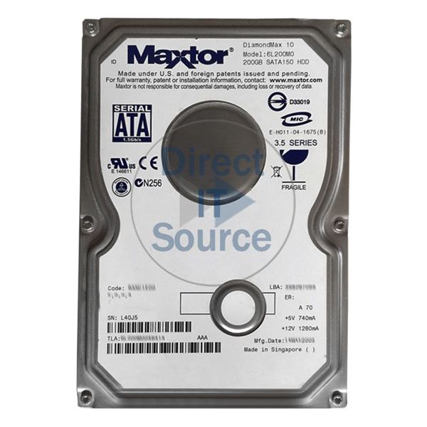 Maxtor 6L200M0 - 200GB 7.2K SATA 1.5Gbps 3.5" 8MB Cache Hard Drive