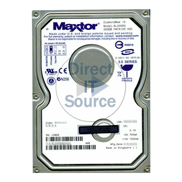 Maxtor 6L200R0 - 200GB 7.2K PATA/133 3.5" 16MB Cache Hard Drive