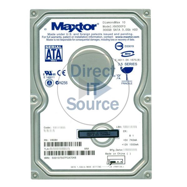 Maxtor 6V300F0 - 300GB 7.2K SATA 3.0Gbps 3.5" 16MB Cache Hard Drive