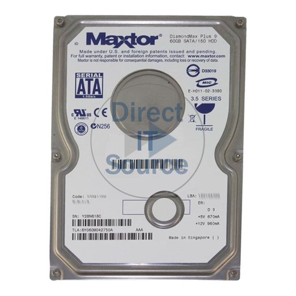 Maxtor 6Y060M0 - 60GB 7.2K SATA 1.5Gbps 3.5" 8MB Cache Hard Drive