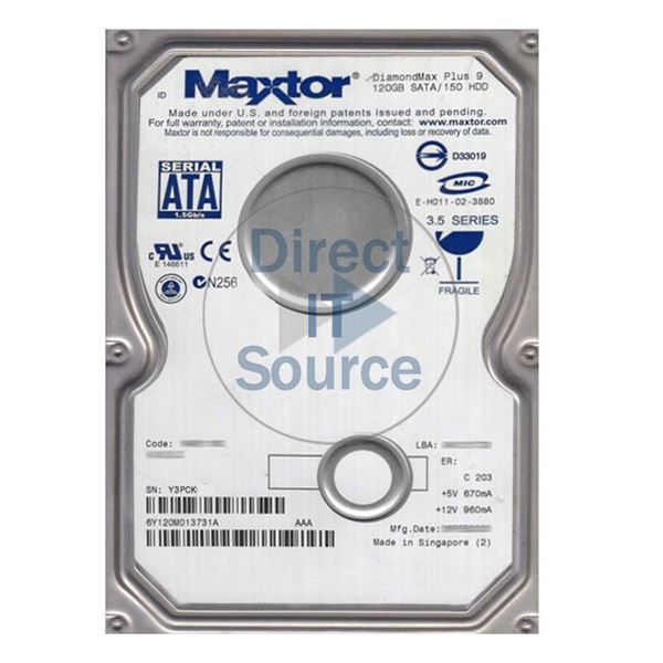 Maxtor 6Y120M0-13731A - 120GB 7.2K SATA 1.5Gbps 3.5" 8MB Cache Hard Drive