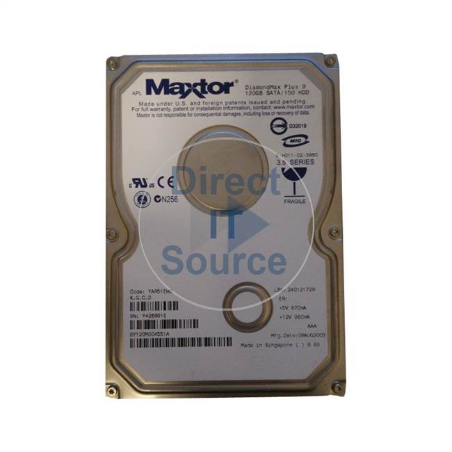 Maxtor 6Y120M004551A - 120GB 7.2K SATA 3.5" Hard Drive
