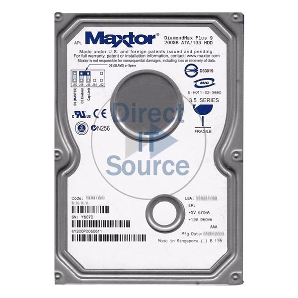 Maxtor 6Y200P0-060611 - 200GB 7.2K ATA/133 3.5" 8MB Cache Hard Drive