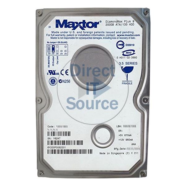 Maxtor 6Y200P0-062201 - 200GB 7.2K ATA/133 3.5" 8MB Cache Hard Drive