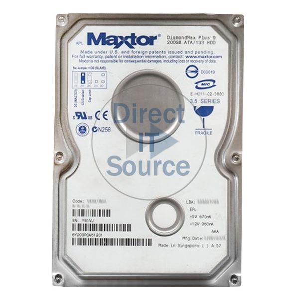 Maxtor 6Y200P0-A61201 - 200GB 7.2K ATA/133 3.5" 8MB Cache Hard Drive