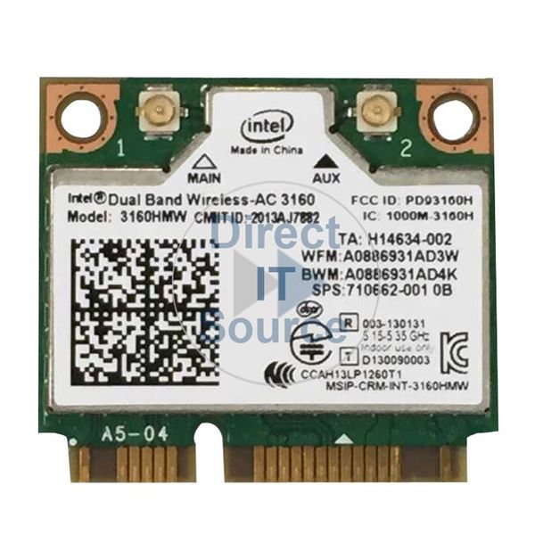 HP 710662-001 - Dual Band Bluetooth Wireless-Ac 3160 WIFI Card