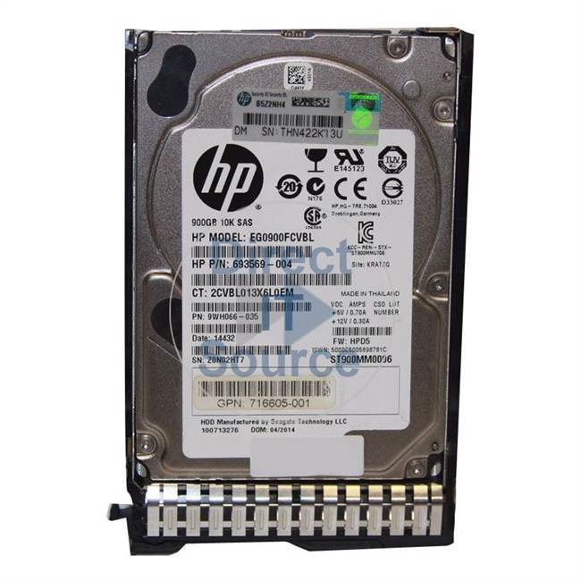 HP 716605-001 - 900GB 10K SAS 6.0Gbps 2.5Inch Cache Hard Drive