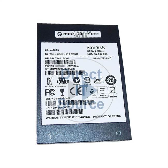 HP 724418-001 - 32GB SATA 2.5" SSD