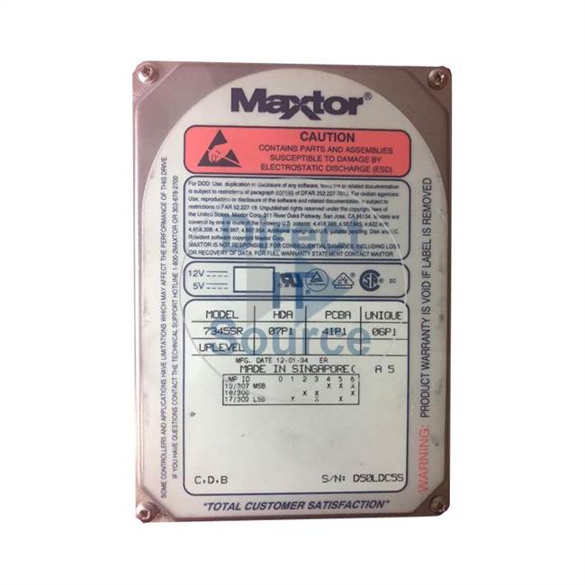 Maxtor 7345SR - 340MB 3.6K SCSI 3.5" Hard Drive