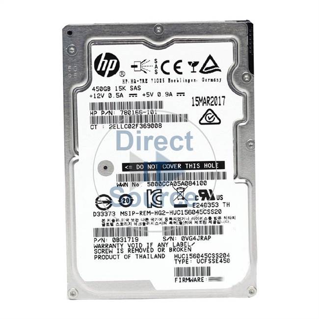 HP 780166-101 - 450GB 15K SAS 2.5Inch Cache Hard Drive