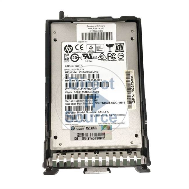 HP 792368-001 - 480GB SATA 2.5" SSD