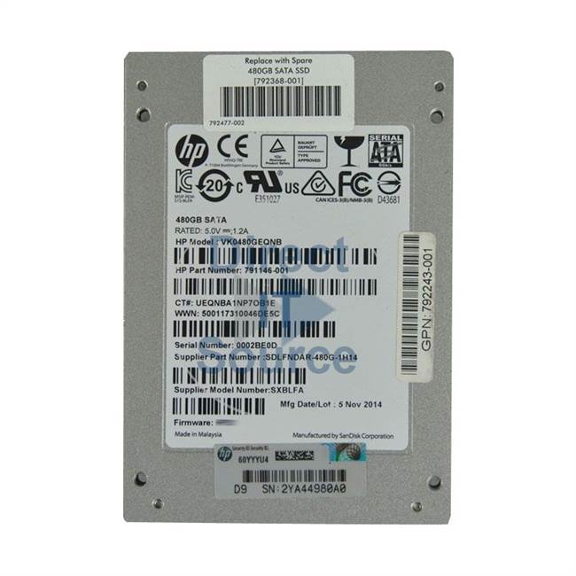 HP 792477-002 - 480GB SATA 2.5" SSD