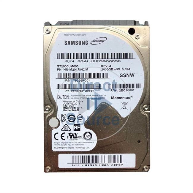 HP 792569-001 - 2TB 5.4K SATA 2.5Inch Cache Hard Drive