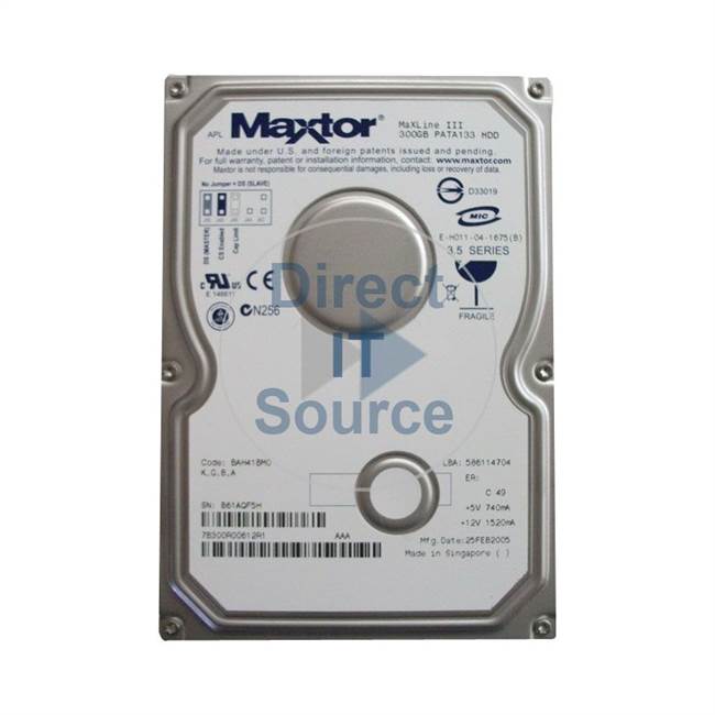 Maxtor 7B300R00612R1 - 300GB 7.2K ATA-133 3.5" Hard Drive