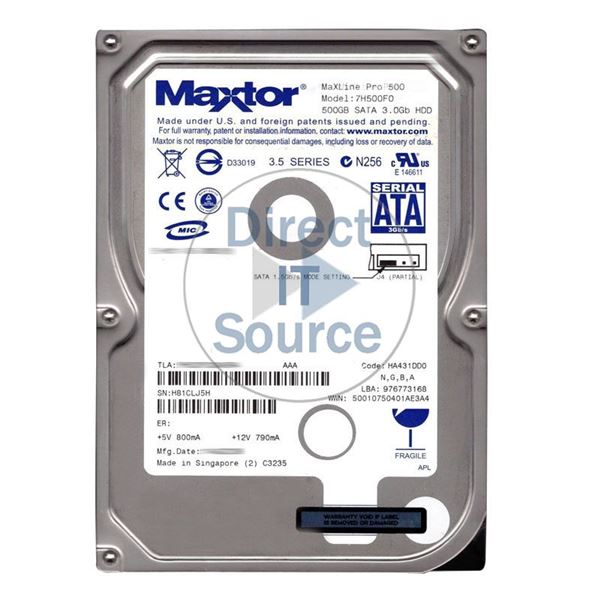 Maxtor 7H500F0 - 500GB 7.2K SATA 3.0Gbps 3.5" 16MB Cache Hard Drive