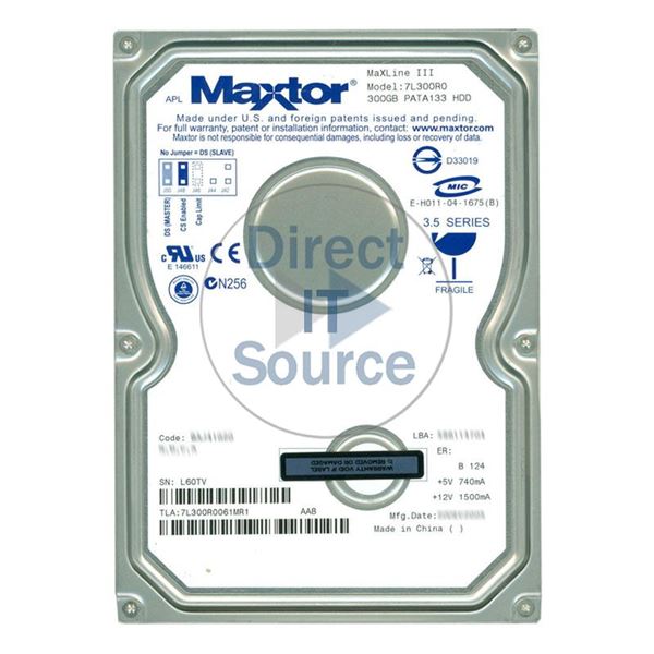 Maxtor 7L300R0-061MR1 - 300GB 7.2K PATA/133 3.5" 16MB Cache Hard Drive