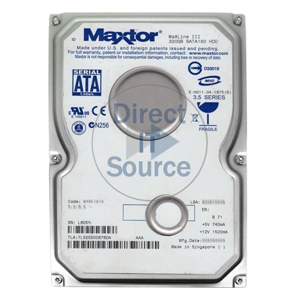 Maxtor 7L320S0-0676DA - 320GB 7.2K SATA 1.5Gbps 3.5" 16MB Cache Hard Drive