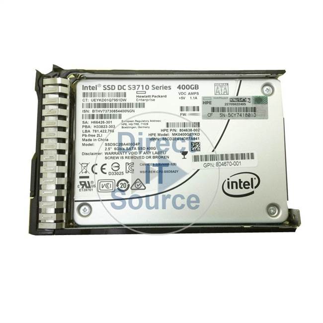 HP 804638-002 - 400GB SATA 6.0Gbps 2.5" SSD