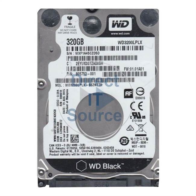 HP 805753-001 - 320GB 7.2K SATA 2.5" Hard Drive