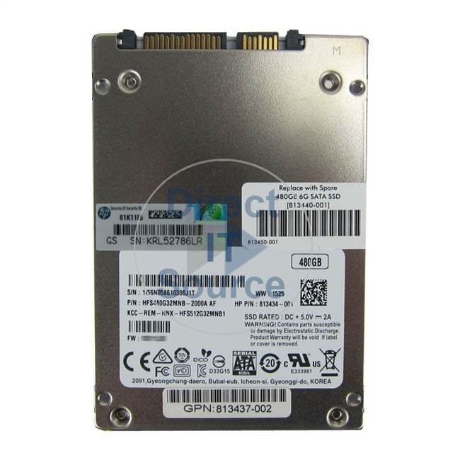 HP 813437-002 - 480GB SATA 6.0Gbps 2.5" SSD