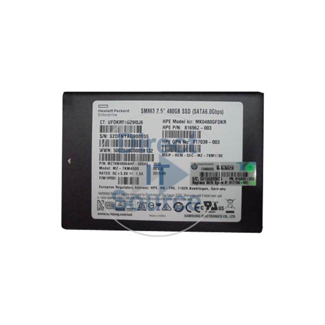 HP 816962-003 - 480GB SATA 6.0Gbps 2.5" SSD