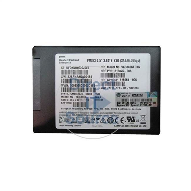 HP 817090-001 - 3.84TB SATA 6.0Gbps 2.5" SSD