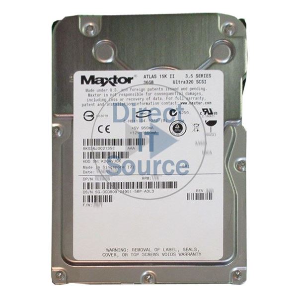 Maxtor 8K036J0-02135E - 36GB 15K 80-PIN Ultra-320 SCSI 3.5" 8MB Cache Hard Drive