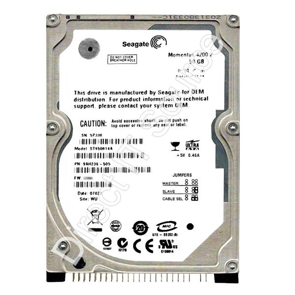 Seagate 9AH236-505 - 50GB 4.2K Ultra-IDE ATA/100 2.5" 8MB Cache Hard Drive