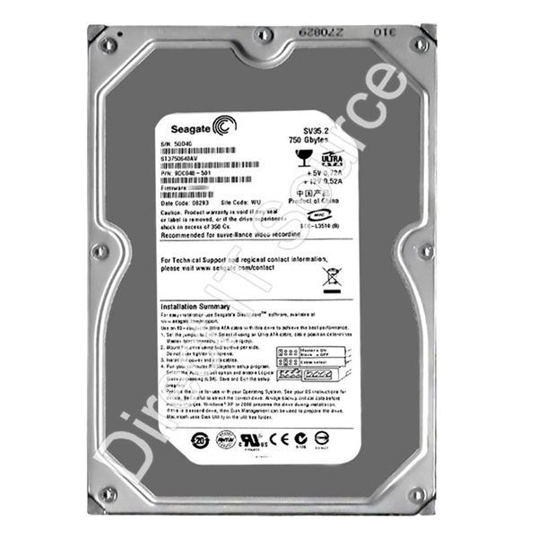 Seagate 9DC048-501 - 750GB 7.2K Ultra-ATA100 3.5" 16MB Cache Hard Drive