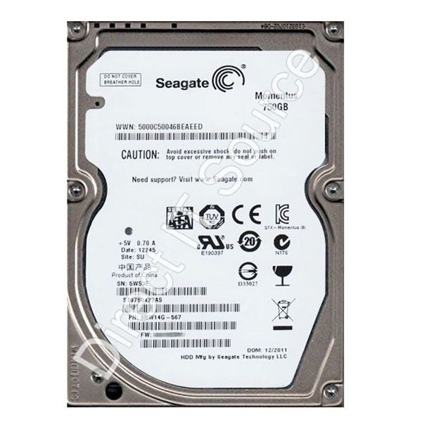 Seagate 9RW14G-567 - 750GB 7.2K SATA 3.0Gbps 2.5" 16MB Cache Hard Drive