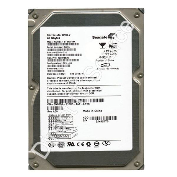 Seagate 9W2005-032 - 40GB 7.2K Ultra-ATA/100 3.5" 2MB Cache Hard Drive