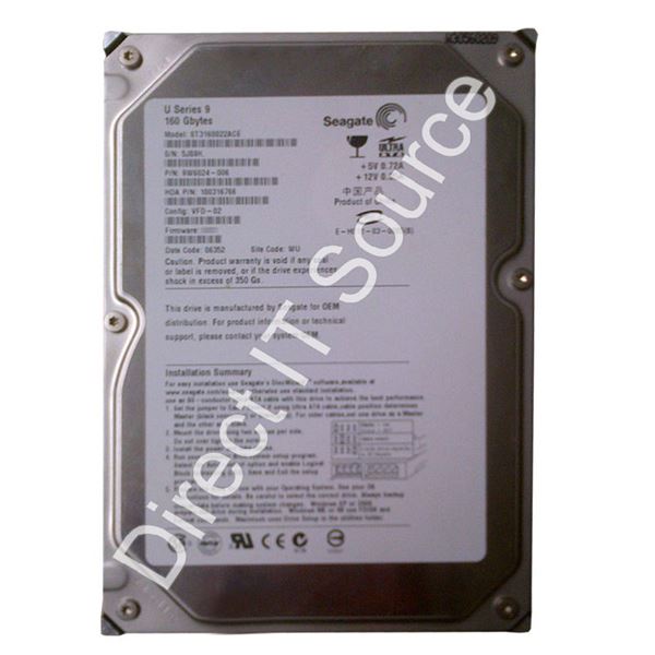 Seagate 9W6024-006 - 160GB 5.4K Ultra-ATA/100 3.5" 2MB Cache Hard Drive