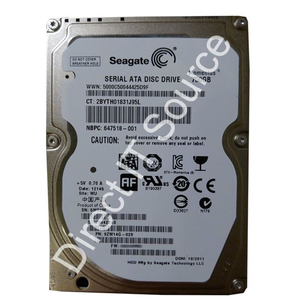 Seagate 9ZW14G-020 - 750GB 5.4K SATA 3.0Gbps 2.5" 16MB Cache Hard Drive