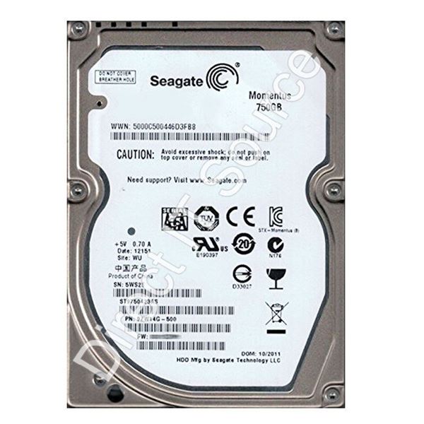 Seagate 9ZW14G-500 - 750GB 5.4K SATA 3.0Gbps 2.5" 16MB Cache Hard Drive
